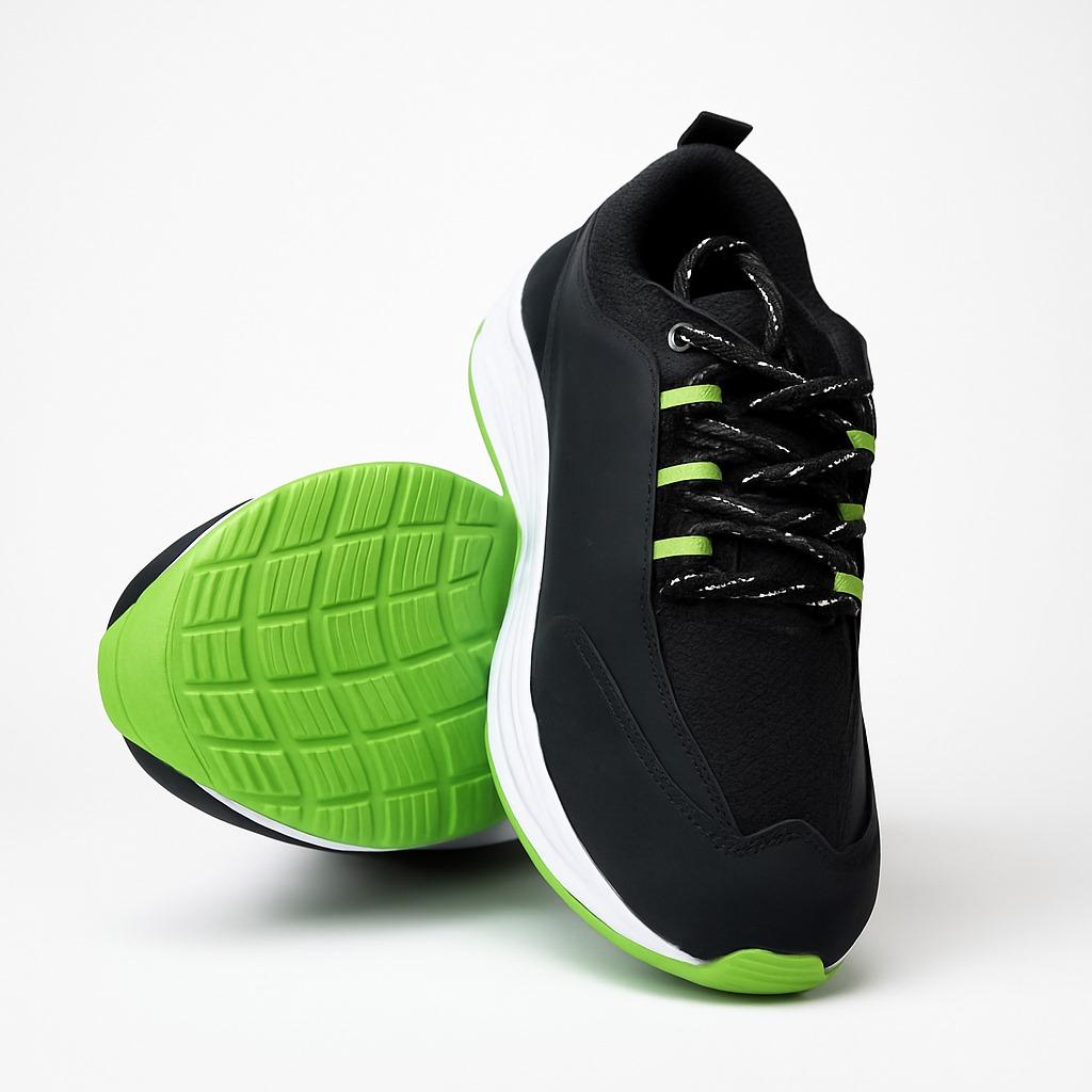 StrideFlex™ Active Sneakers – Black & Neon Green